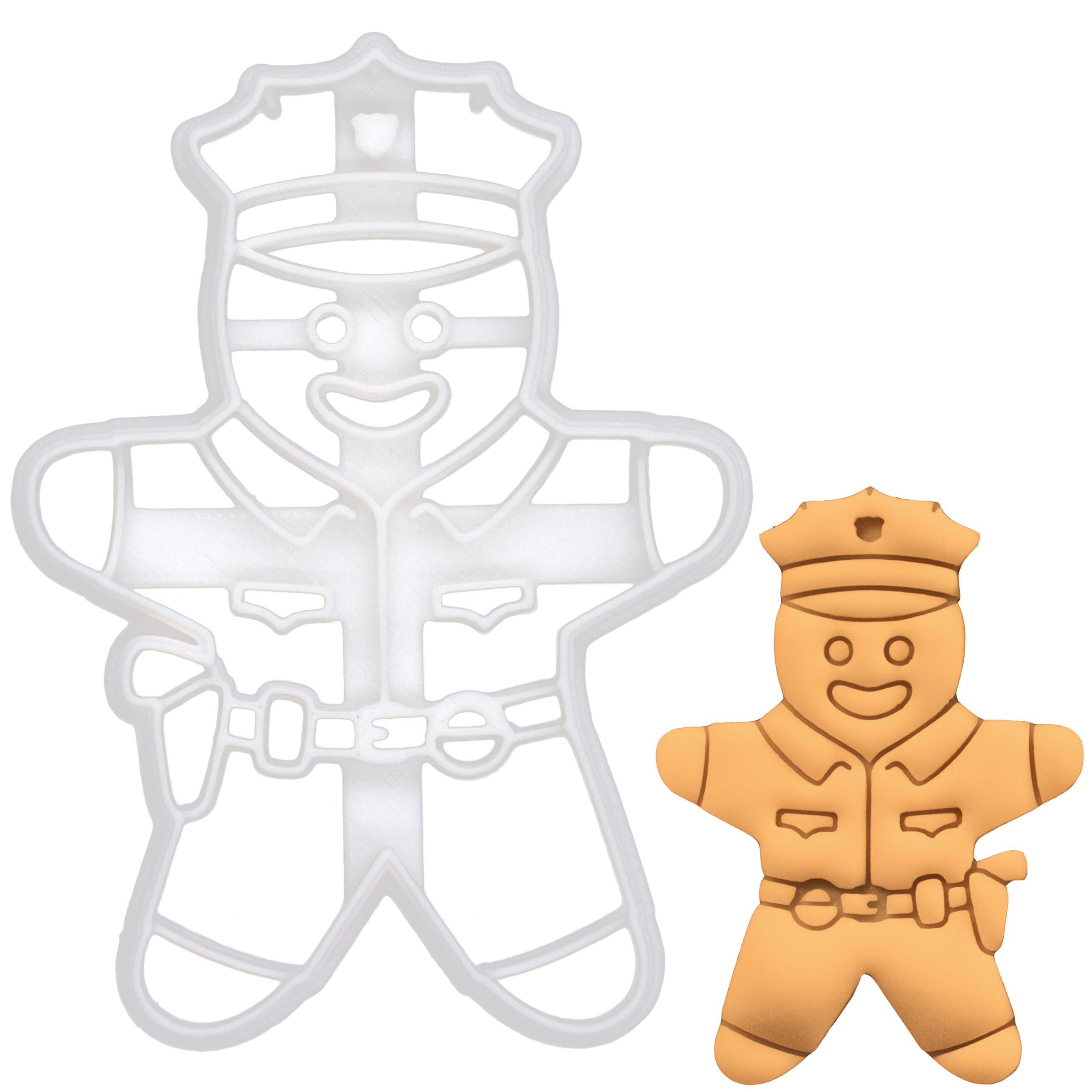 BAKERLOGY Police Officer Cookie Cutter - Detailed Biscuit Cutter Design for Baking and Crafts, Ideal on Fondant, Dough, Clay