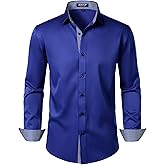 JEMITOP Men's Stretch Multi-Use Long Sleeve Dress Shirts Party Prom Wedding Shirts with Slight Sheen