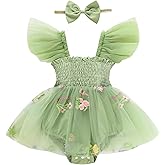 TITKKOP Baby Girl Clothes Infant Tulle Romper Ruffe Sleeveless Bodysuit Baby Girl Outfits Infant Girl Dress 0-18M