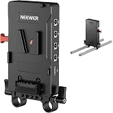 Neewer V Mount Battery Plate with 15mm Rod Clamp, Power Supply Splitter PD 60W Type C&amp;D Tap/DC15V Port, Compatible with Fxlion Sony V Lock Battery, Compatible with SmallRig Video Rig, VB-A1