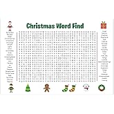 Jumbo Christmas Word Search Poster, Giant Holiday Word Search Wall Poster for Christmas Decor, 36"x24" Large Wall Game with 50 Words for Family Holiday Party Activity