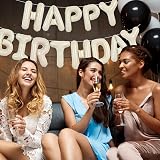TONIFUL 16 Inch Happy Birthday Letter Balloons Cream White Foil Banner view 4