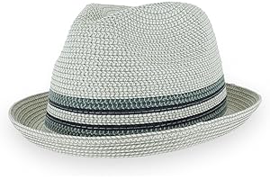 HATS IN THE BELFRY Belfry Men/Women Summer Straw Pork Pie Trilby Fedora Hat in Blue, Tan, Black