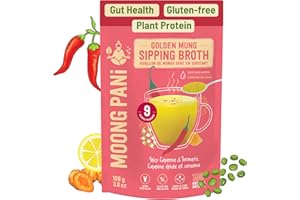 MOONG PANI Vegetable Broth Soup Powder (Spicy Cayenne Chili Pepper Turmeric) Gluten-Free, Detox, Natural, Lower Sodium, Vegan, Keto, Fiber & Protein, Plant-Based Mung Bean, 9 Servings