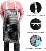 Vicloon Unisex Adjustable Bib Apron 2 Pcs with 2 Pockets Black White view 4