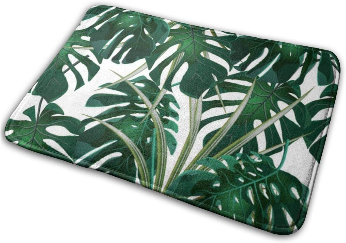 Amazon Com Bath Mat Dark Green Monstera Memory Foam Bath Mats Non Slip Soft Absorbent Bath Rugs Rubber Back Runner Mat For Kitchen Bathroom Floors 15 7 X 23 5 White Home Kitchen