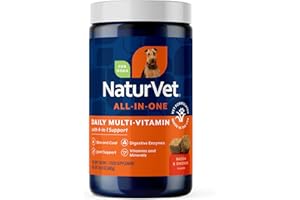 NaturVet All-in-One Dog Supplement - for Joint Support, Digestion, Skin, Coat Care – Dog Multivitamins with Minerals, Omega-3, 6, 9 – Wheat-Free Vitamins for Dogs – 120 Soft Chews