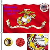 ZEKVY US Marine Corps Embroidered Military Flags 3x5 Outdoor Made in USA - Double Sided USMC Flag 2 Ply Embroidery United States Marine Corps Flag 2 Brass Grommets Vivid Colors All-weather