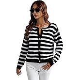 Women's Button Striped Knitted Cardigan Long Sleeve Sweater Fall Clothes Autumn and Winter Clothes