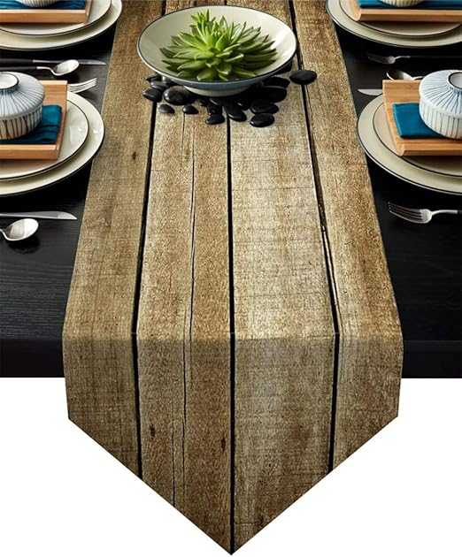Wangzhongjie Table Runner Modern Wood Board Retro Farm Table Runner