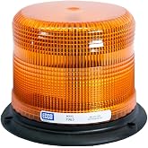 ECCO 7965A LED Beacon 6.5 Inch LED Beacon Warning Flash Amber Light High-Intensity 3 Bolt Mount 12V 24V 11 Flash Patterns for Industrial Vehicles Applications, 5 Year Warranty