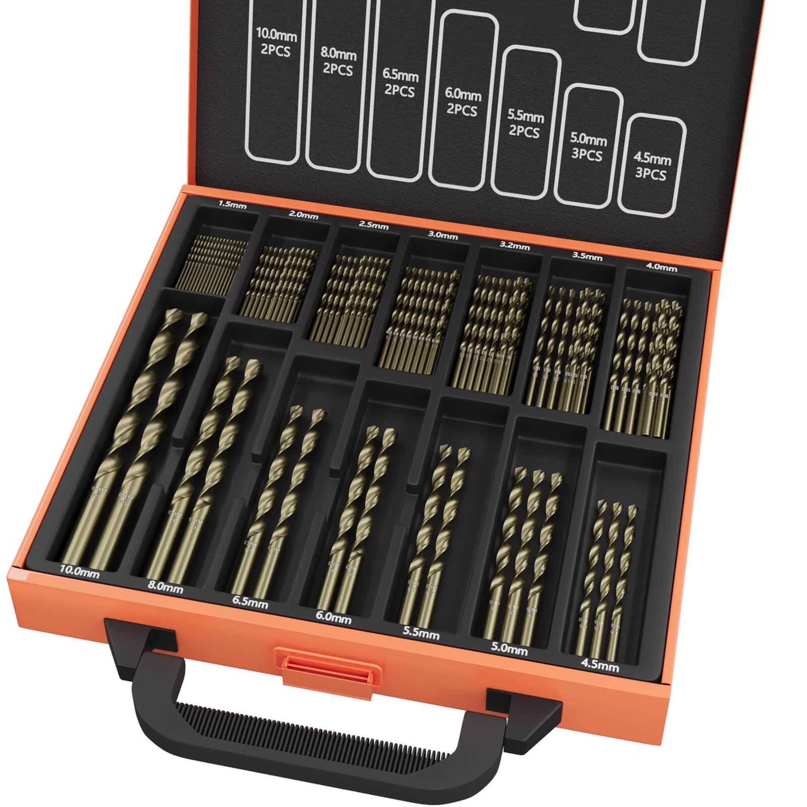 Photo 1 of ENERTWIST Cobalt Drill Bit Set, 99Pcs HSS Twist Jobber Drill Bits,135° M35 Metric Drill Bits for Hardened Metal, Stainless Steel, Cast Iron, Wood and Plastics with Metal Index Storage Case(1.5mm-10mm)