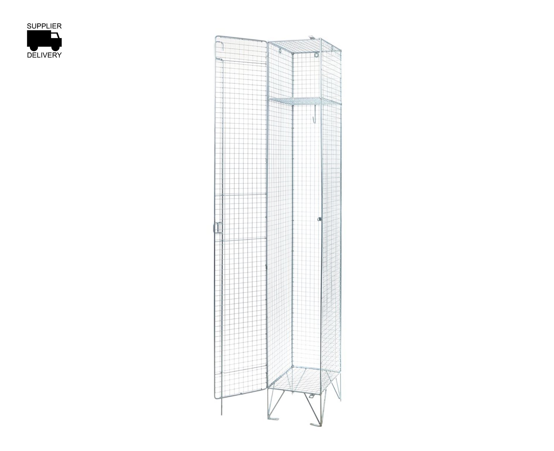 Seco 1 Door Wire Mesh Locker with 2 Compartments - Zinc Plate Finish