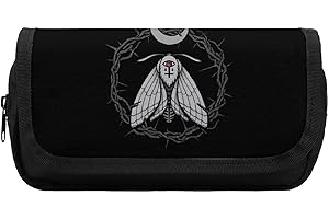 Gothic Moth Occult Pencil Case Pen Bag Makeup Pouch Cosmetics Organizer with 2 Comparments and Pocket Big Capacity Multifonct