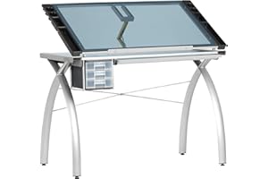 SD Studio Designs Futura Crafting, Drafting, Drawing Adjustable Top Hobby Table Writing Studio Art Desk with Drawers, 38''W x