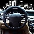 Valleycomfy Microfiber Leather Steering Wheel Cover Universal 15 inch (Black)