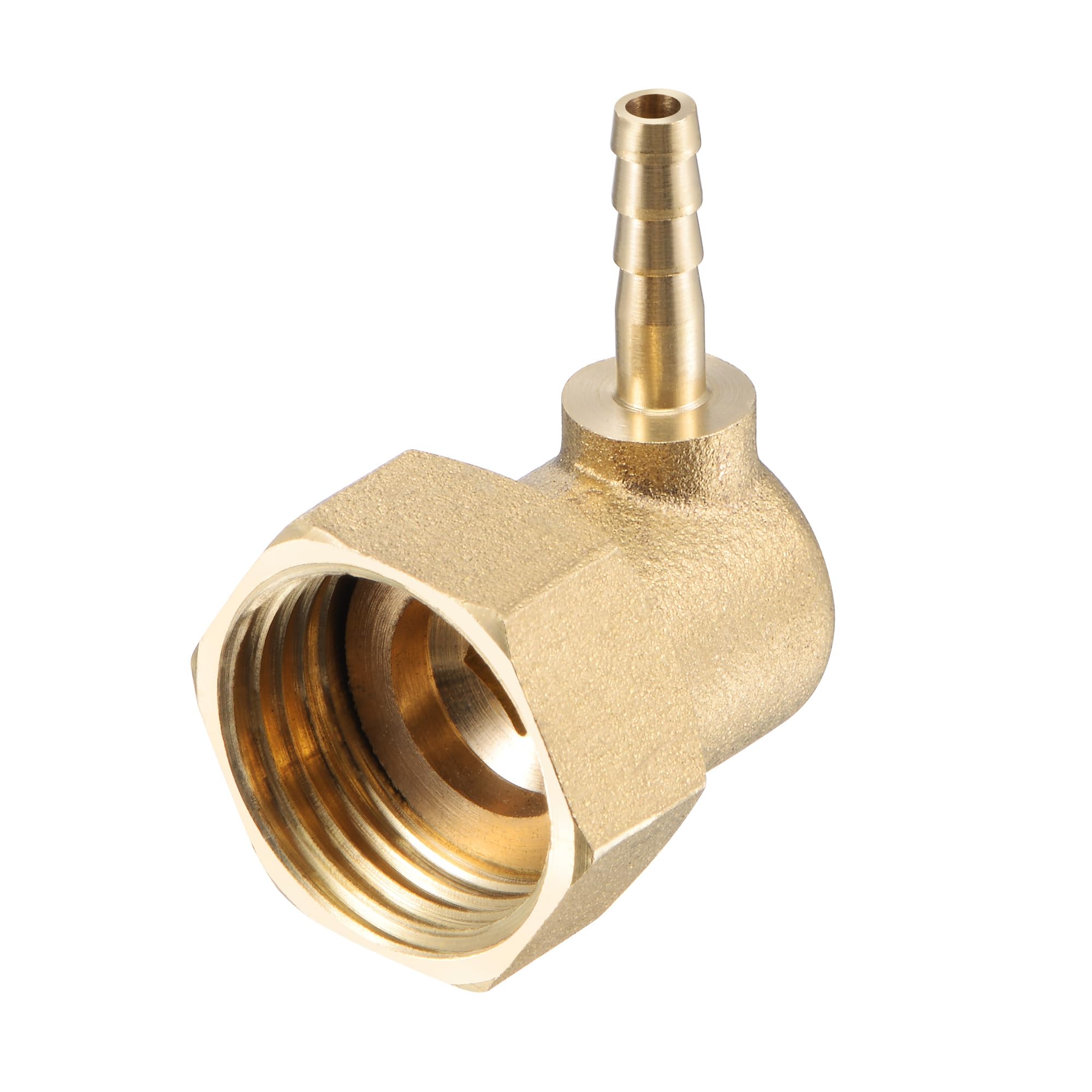 sourcing map Brass Hose Barb Fitting Elbow, 4mm Barbed x G1/2 Female Swivel Nut Pipe Connector for Water Fuel Air