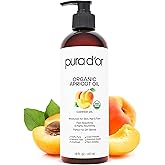 PURA D'OR 16 Oz ORGANIC Apricot Kernel Oil - 100% Pure & Natural USDA Certified Cold Pressed Carrier Oil - Antioxidant & Vita