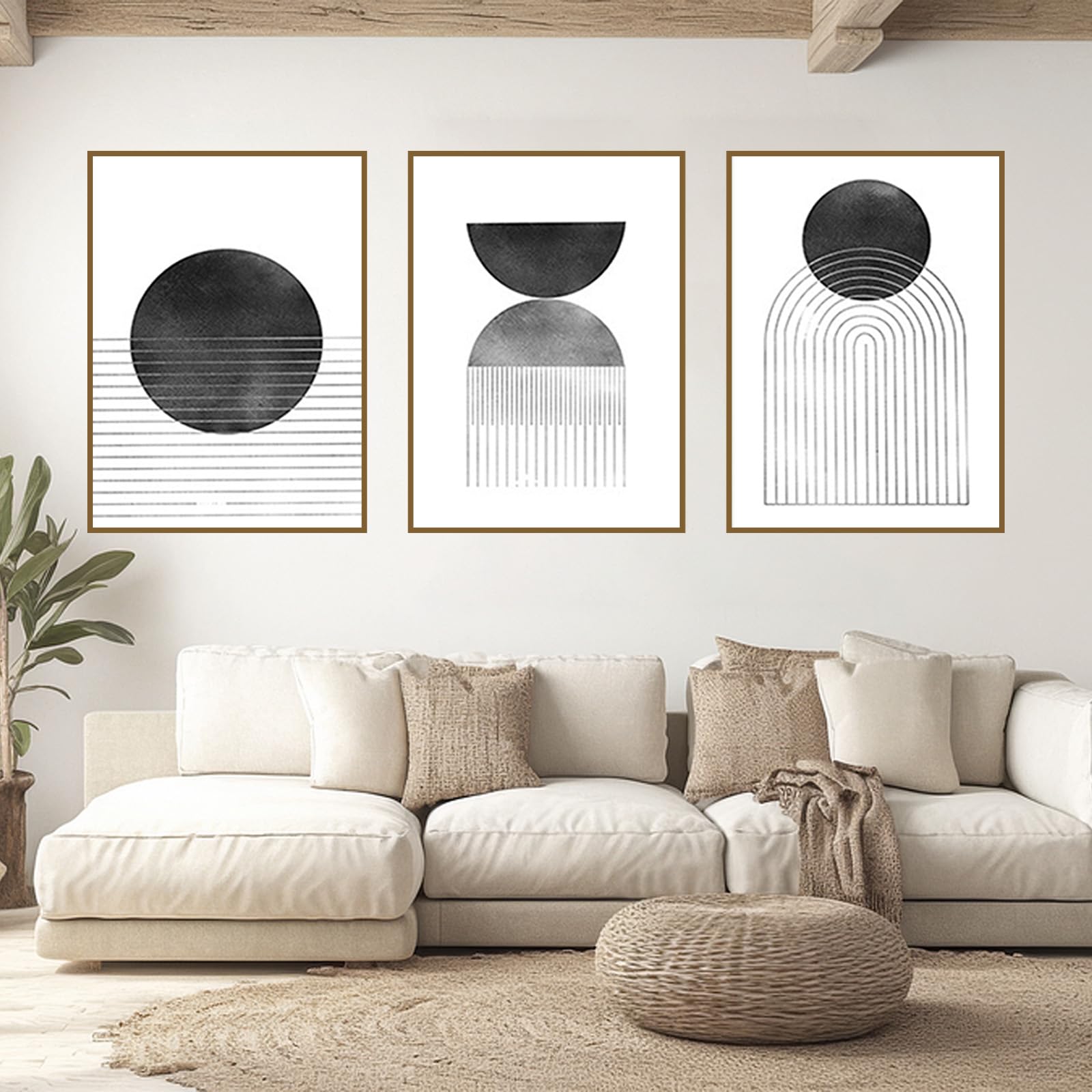 UGZDEA Abstract Canvas Posters Set of 3, Modern Geometry Shapes Canvas Pictures Living Room Bedroom Decoration Picture without Frame(G,3x40x60cm)