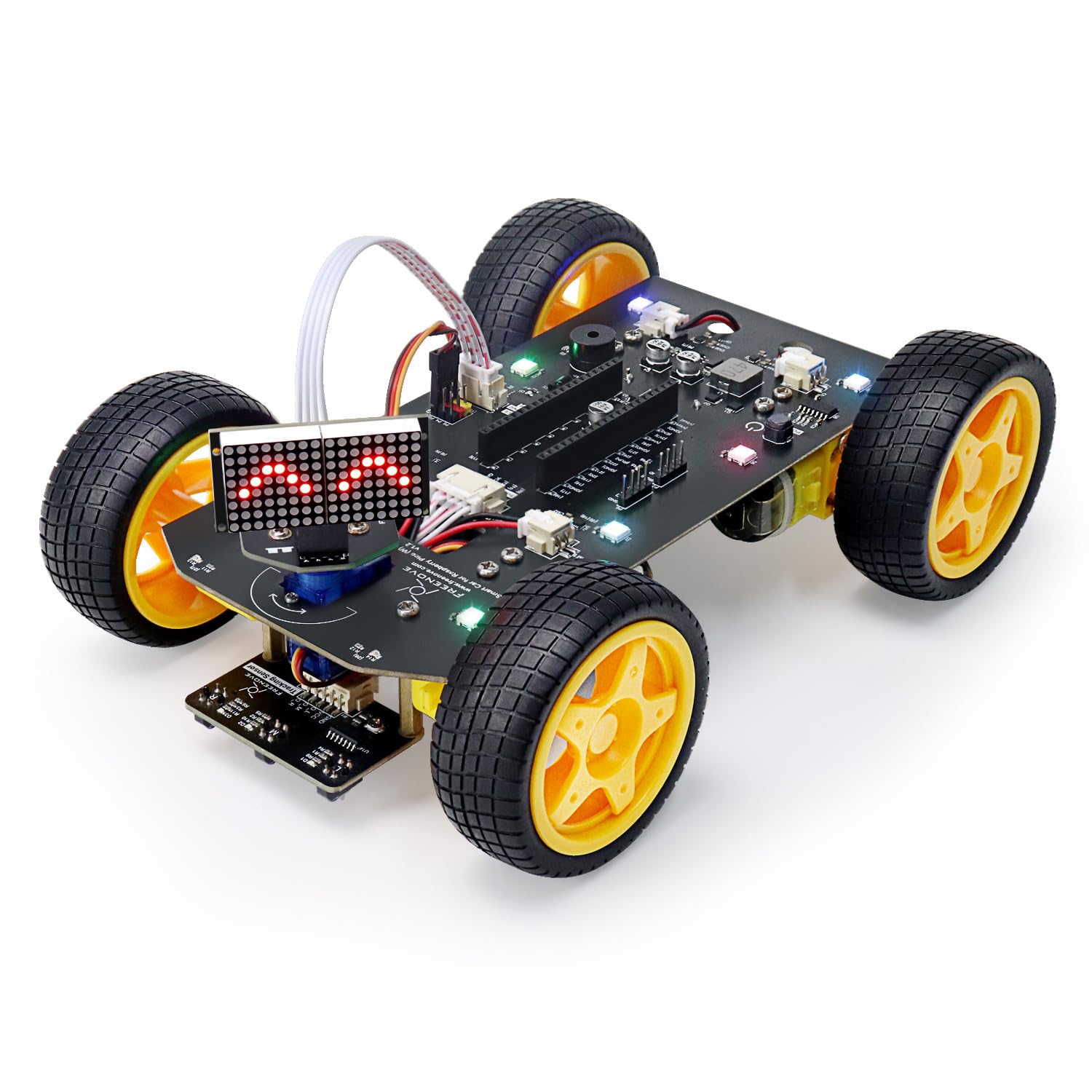 Freenove 4WD Car Kit for Raspberry Pi Pico (Not Included) (Compatible with Arduino IDE), Dot Matrix Expressions, Obstacle Avoidance, Line Tracking, Light Tracing, Colorful Light, App — image 1