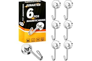 Junarter 6 Pack Magnetic Hooks Heavy Duty, 40LBS Strong Neodymium Magnet Hooks, Swivel Swing Magnetic Hooks for Hanging, Magnet Hooks for Cruise Cabins, Kitchen, Home, Office, Garage, Grill