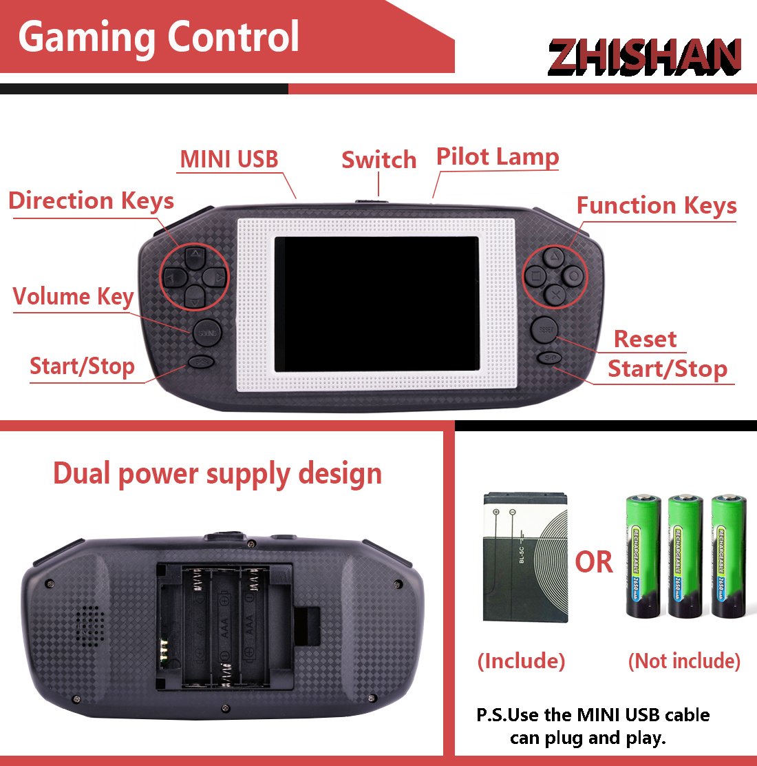ZHISHAN Portable Handheld Game Console Gaming Player Birthday Gift for
