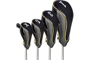 Andux 4Pcs/Set Gold Golf 460cc Driver Fairway Wood Club Head Covers with Zipper MGMT30