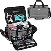 CURMIO Nurse Bag, Medical Bag Clinical Bag with Inner Dividers and No-Slip Bottom for Home Visits, Health Care, Hospice, For Nursing Students, Physical Therapists, Doctors,Gray (Patent Pending)