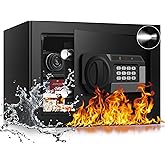 1.2 Cubic Feet Small Fire Safe Box for Home, Fireproof Lock Box, Security Money Safe with Digital Keypad, Spare Keys and Removable Shelf, Personal Home Safes for Money, Jewelry, ID Documents