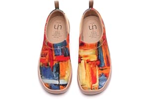 UIN Women's Slip On Sneakers Casual Loafers Knitted Art Painted Comfort Soft Walking Shoes