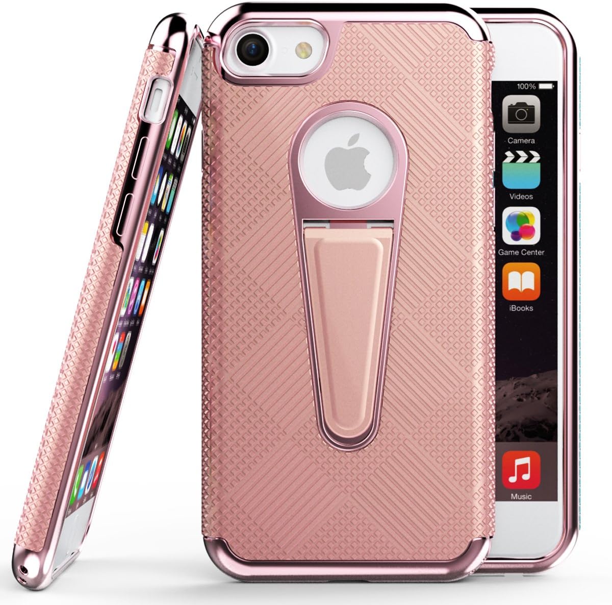 Elech iPhone 6S Plus Case, Friction & Drop Tested Lightweight Anti-slip Plaid Slim Anti-Scratch Anti-fingerprint Shockproof Protective Case with Kickstand for iPhone 6S Plus - Rose Gold