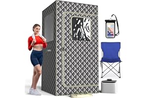 TATDOL Portable Steam Sauna Box, Cotton Thicken Full Size Personal Sauna Tent Kit for Home Spa, Indoor Sauna Relaxation with 2.6L & 1000 Watt Steam Generator, Remote Control, Chair, Foot Rest, Mat