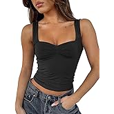 ForeFair Women Sleeveless Sexy Backless Going Out Crop Top Y2K Strappy Ruched Tank Top Summer Tight Slim Fit Cute Tops