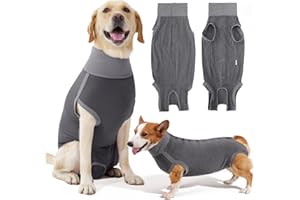 Dotoner Dog Surgery Recovery Suit Dog Suit for Male Female Neuter Anti-Lick Abdominal Wounds Bite Protective Outfit Alternative E-Collar & Cone Breathable Spay Suit for Medium Large Dogs