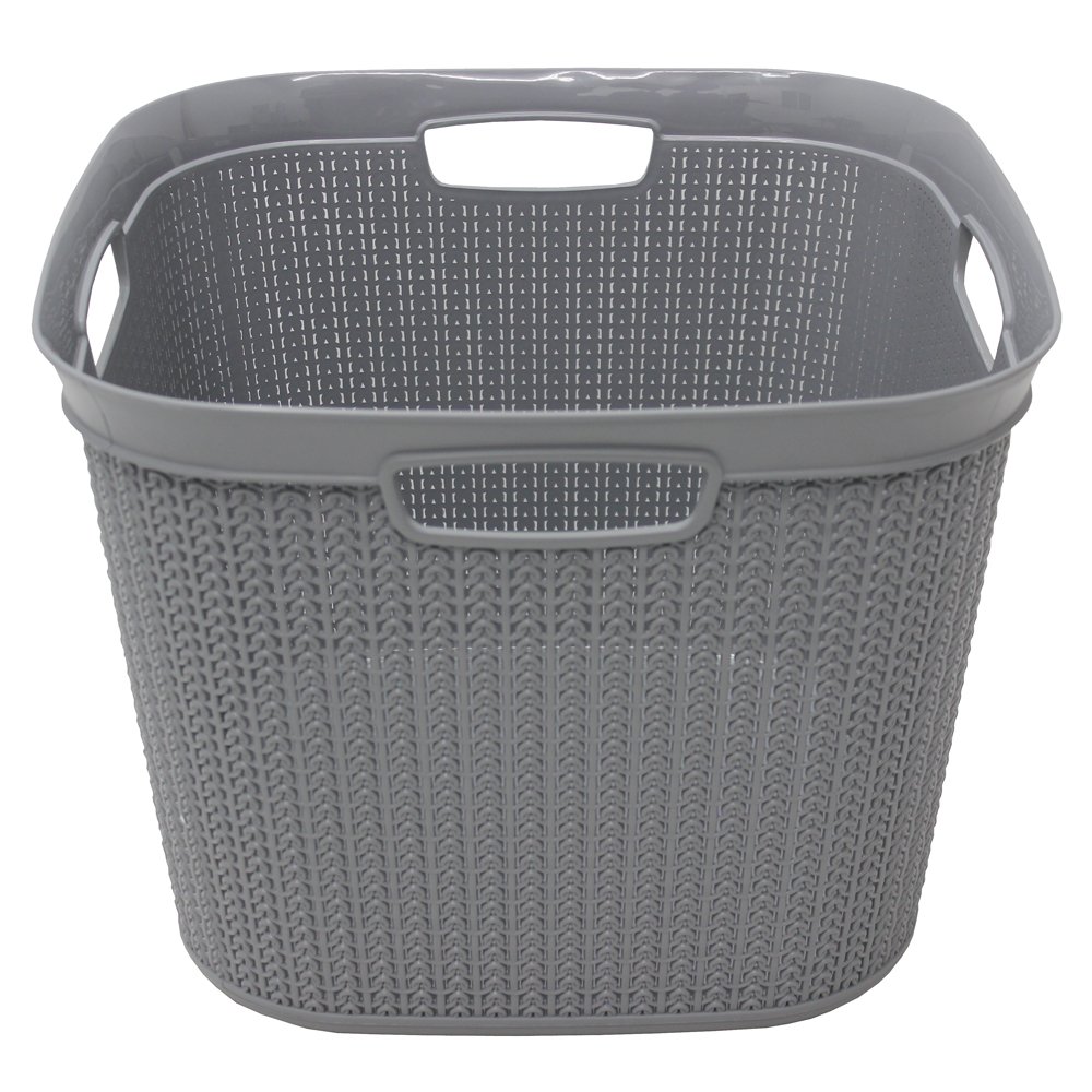 JVL Knit Design Loop Plastic Square Linen Washing Basket with Handles