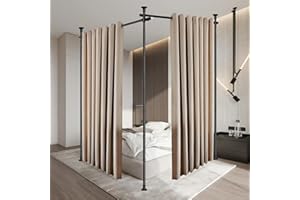 UIABOPZ Room Divider Curtain Rod, Divider for Room Separation, 60-150inch(H) 48-144inch(W) Adjustable Room Separator, Heavy Duty Curtain Divider for Room Separation, Room Separators Divider Wall, Matt Black