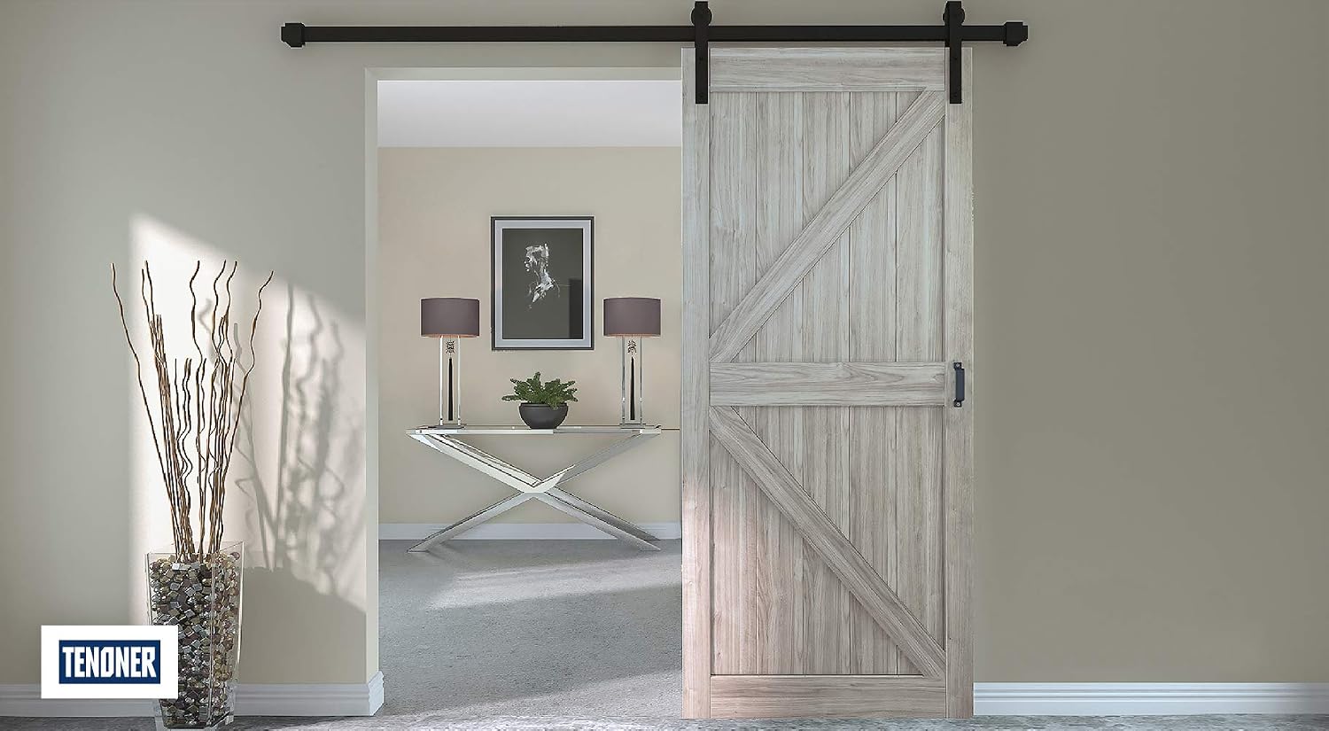 Tenoner Diy 42 Inches X 84 Inches K Frame Sliding Barn Door Grey With Barn Door