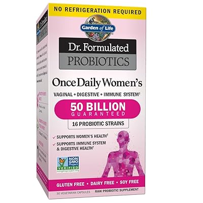 Garden of Life Dr. Formulated Once Daily Women&amp;rsquo;s Shelf Stable Probiotics 16 Strains, 50 Billion CFU  Potency to Expiration, Gluten Dairy &amp;amp; Soy Free One a Day, Prebiotic Fiber, 30 Capsules