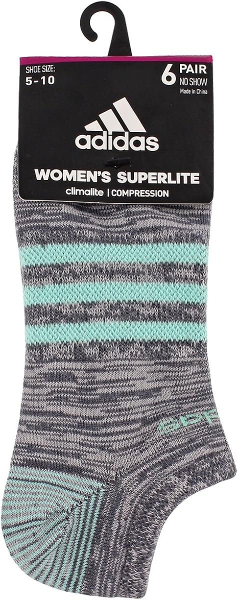 adidas Women's Superlite No Show Socks (6-Pair): Clothing