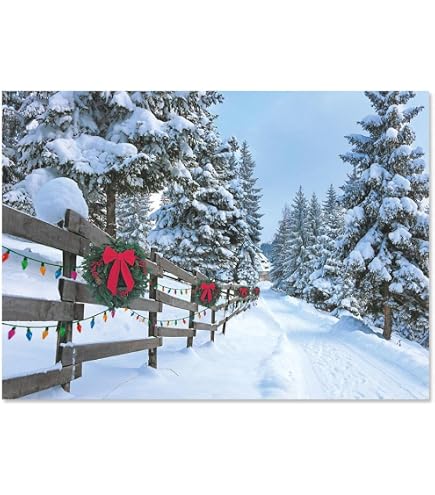 Biglietti Di Natale A Winter Evening – Confezione 15 Pezzi Con 16 Buste Foderate In Lamina Oro – Made In USA
