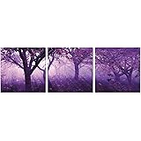 SLS Vision. Magenta Morning. 60 x 20 inches. Ready to Hang. Contemporary Art, Modern Wall Decor, 3 Panel Commercial Grade Machine Framed Giclee Canvas Print. Home Decoration Painting. A1262L