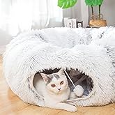 LUCKITTY Warm Fluffy Plush Cat Dog Tunnel Bed Under Christmas Tree Big Tube Playground Toys 3 FT Diameter Longer Crinkle Coll