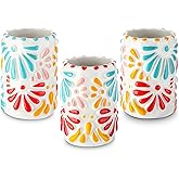 Roshtia 3 Pcs Mexican Tequila Shot Glasses Set 2 oz Talavera Shot Glasses Handmade Ceramic Cups Ceramic Cups for Tequila Lover Bachelorette Party