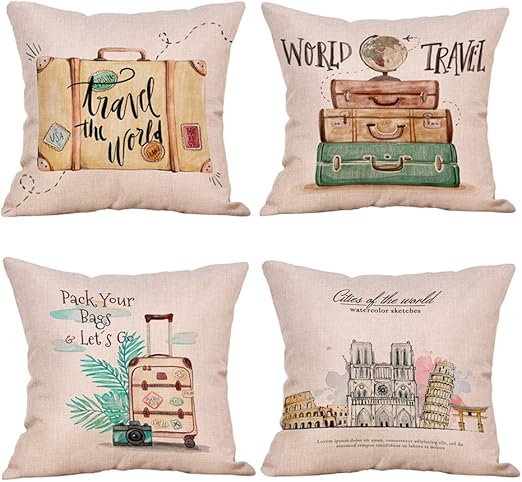 Amazon Com Easternproject 4 Pack Inspirational Quote Travel Theme