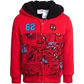 Marvel Spiderman Boys Sweatshirt - Soft Fleece Full Plush Sherpa Lined Boys Zip Up Hoodie Sweatshirt for Toddler & Little Kid