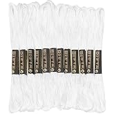 12 Skeins Embroidery Floss White Color, Friendship Bracelet String Cross Stitch Embroidery Thread Floss Bracelet Making Yarn, Craft Floss（White）