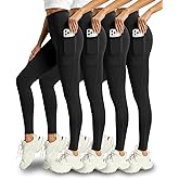 Mlenhor 4 Pack Leggings with Pockets for Women - Soft High Waisted Tummy Control Workout Yoga Pants