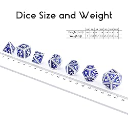 Metal Dice Set with Bag, DNDND Blue Dragon Scale