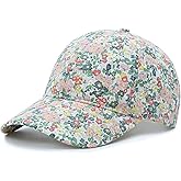 QECEPEI Floral Baseball Cap Cotton Dad Hat Adjustable Print Ball Cap for Women