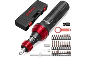 SUERCUP 10-60In.lb 1/4" Torque Screwdriver 36 PCS Set with T-bar, Hex, Torx, and Phillips S2 Bits,Torque Wrench Screwdriver for Scope and Car, Bike Mounting and Home DIY